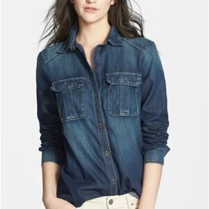 PAIGE | Kadie Lightweight Dark Classic Denim Shirt  | Large